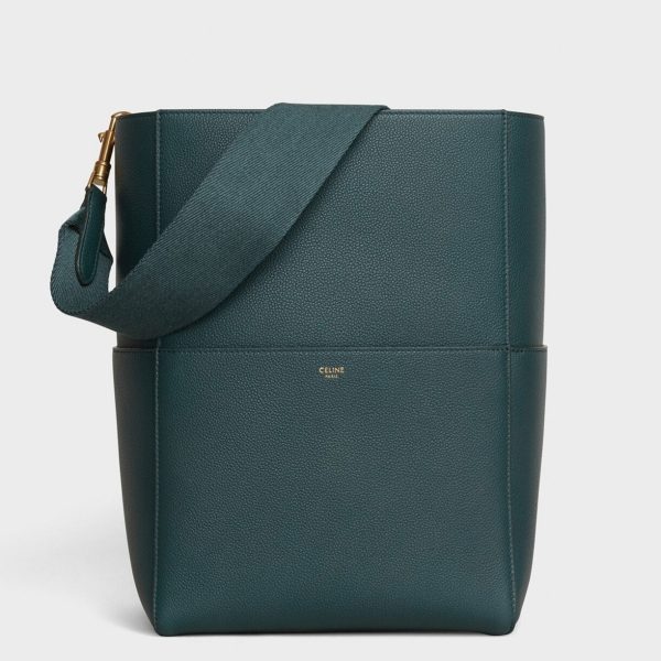 Contrefaçon Celine Sangle Bucket Sac en amazone cuir de veau grainé