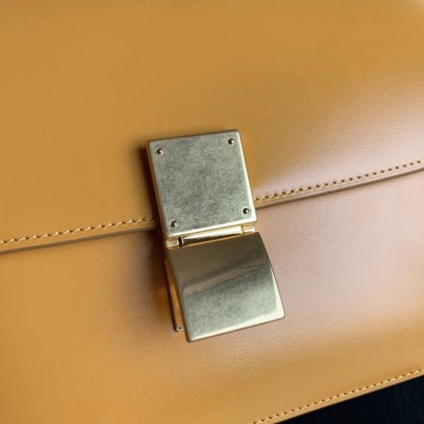 Contrefaçon Celine Classic Box Moyen Sac en jaune – Image 4