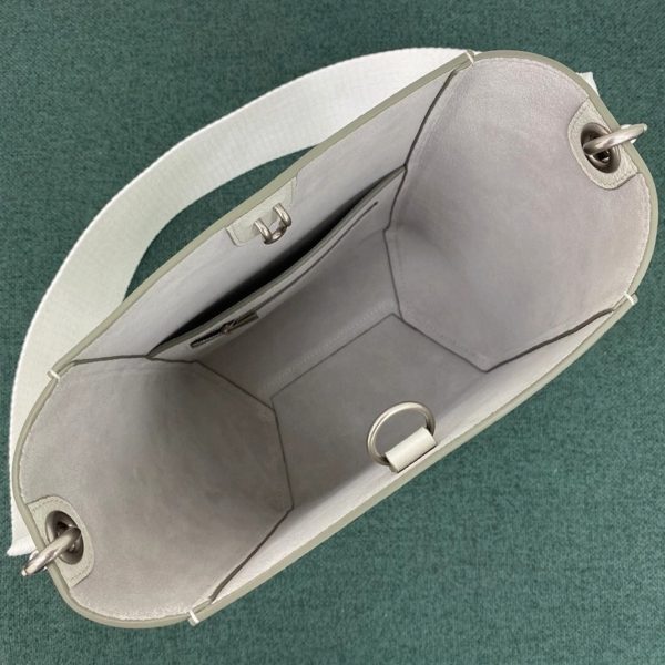 Réplique Celine Sangle Petit Bucket Sac en blanc cuir de veau – Image 10