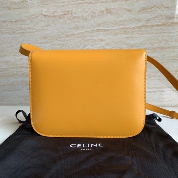 Contrefaçon Celine Classic Box Moyen Sac en jaune – Image 2