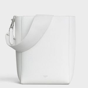 Réplique Celine Sangle Petit Bucket Sac en blanc cuir de veau