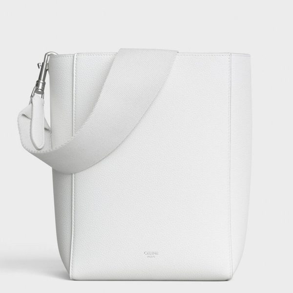 Réplique Celine Sangle Petit Bucket Sac en blanc cuir de veau