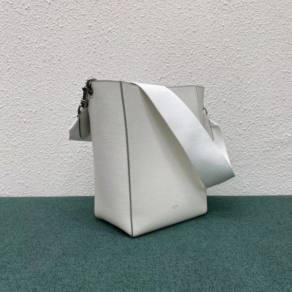 Réplique Celine Sangle Petit Bucket Sac en blanc cuir de veau – Image 2