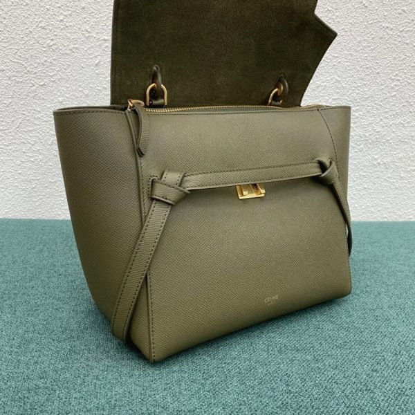 Réplique Celine Micro Belt Sac en olive foncé – Image 11