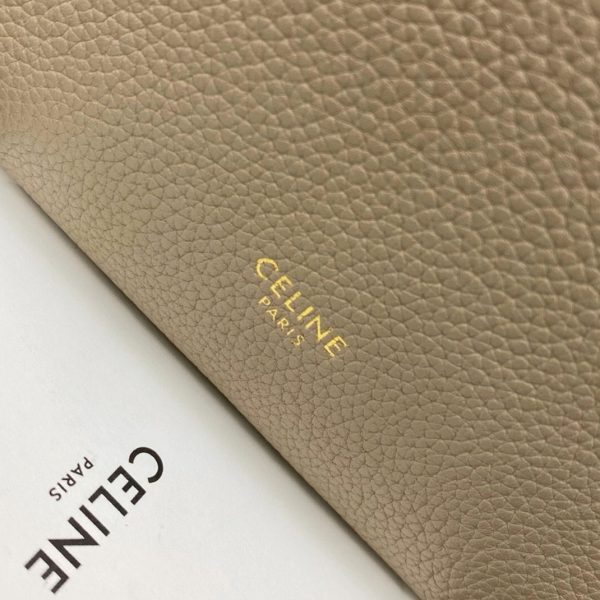 Faux Celine Sangle Petit Bucket Sac en taupe cuir de veau – Image 10