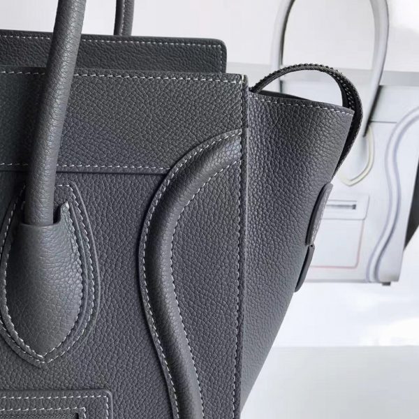 Faux Celine Micro Luggage Fourre-tout Sac en kohl – Image 6