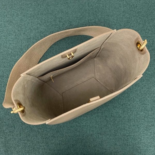 Faux Celine Sangle Petit Bucket Sac en taupe cuir de veau – Image 8