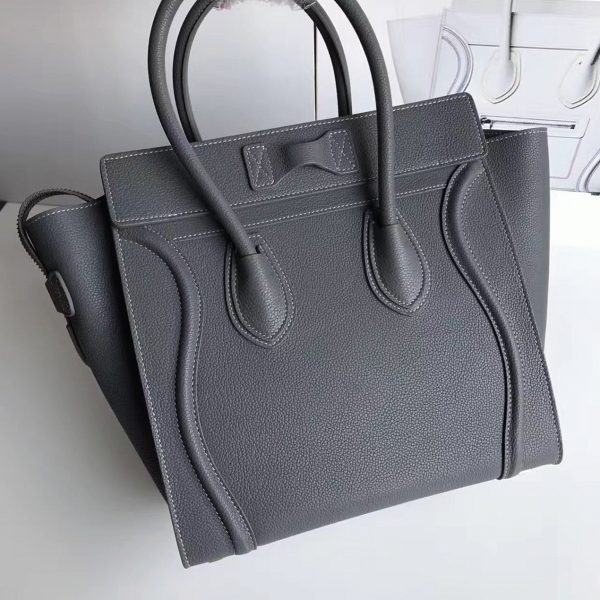 Faux Celine Micro Luggage Fourre-tout Sac en kohl – Image 5