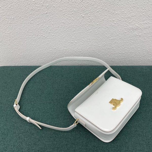 Faux Celine Triomphe Moyen Sac en blanc – Image 9