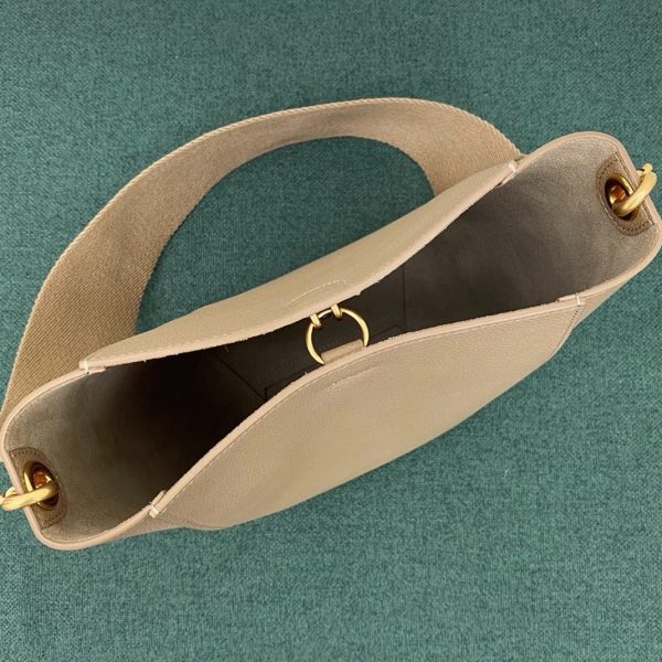 Faux Celine Sangle Petit Bucket Sac en taupe cuir de veau – Image 7