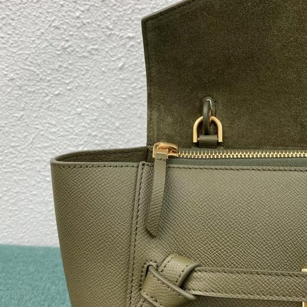 Réplique Celine Micro Belt Sac en olive foncé – Image 7