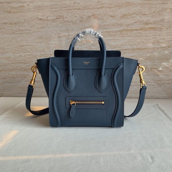 Imitation Celine Nano Luggage Fourre-tout Sac en bleu marine – Image 4