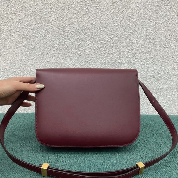 Contrefaçon Celine Classic Box Moyen Sac en bordeaux – Image 11