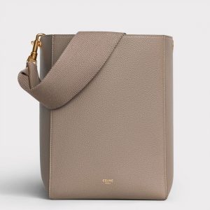 Faux Celine Sangle Petit Bucket Sac en taupe cuir de veau