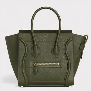 Contrefaçon Celine Micro Luggage Fourre-tout Sac en vert kaki