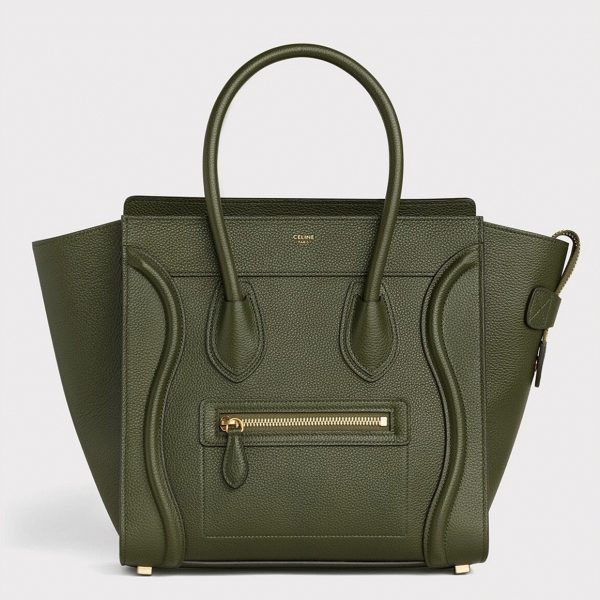 Contrefaçon Celine Micro Luggage Fourre-tout Sac en vert kaki