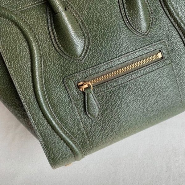 Contrefaçon Celine Micro Luggage Fourre-tout Sac en vert kaki – Image 8