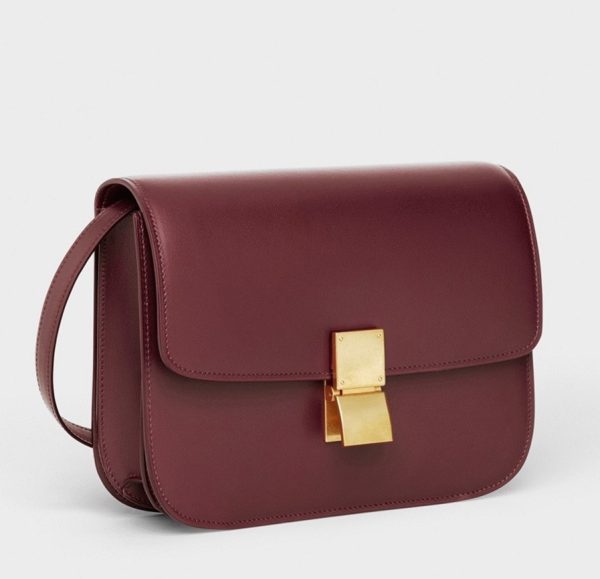 Contrefaçon Celine Classic Box Moyen Sac en bordeaux