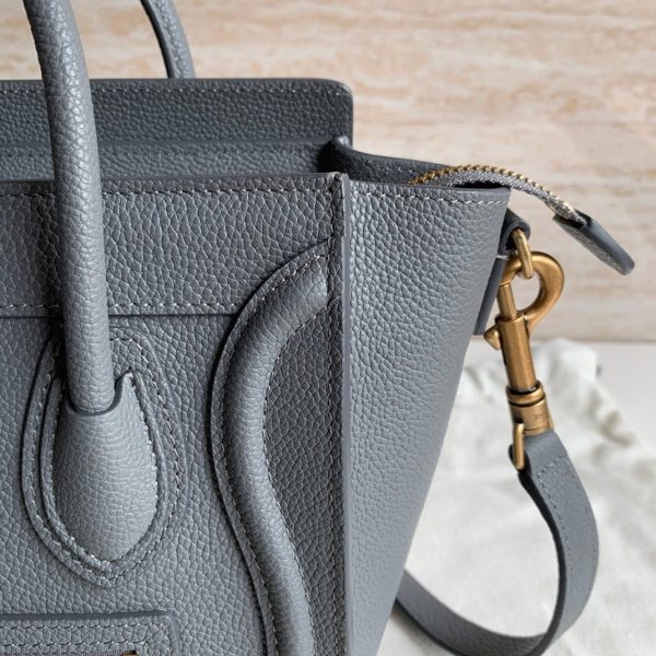 Faux Celine Nano Luggage Fourre-tout Sac en kohl – Image 9