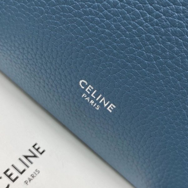 Contrefaçon Celine Sangle Petit Bucket Sac en bleu ardoise cuir de veau – Image 9