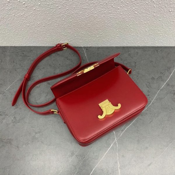 Contrefaçon Celine Triomphe Adolescent Sac en rouge – Image 8