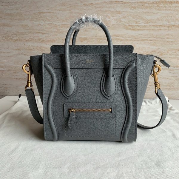 Faux Celine Nano Luggage Fourre-tout Sac en kohl – Image 7