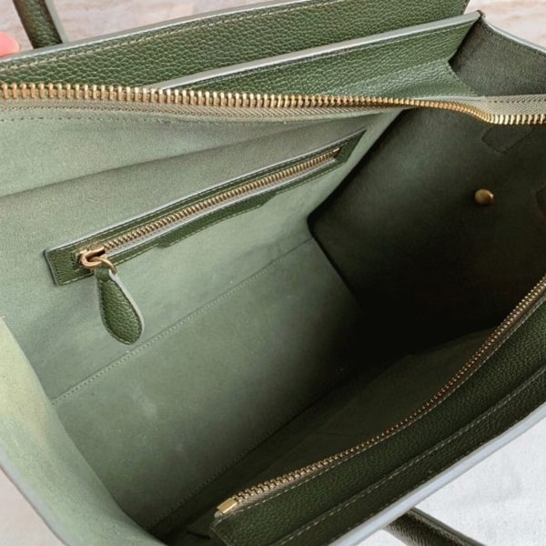 Contrefaçon Celine Micro Luggage Fourre-tout Sac en vert kaki – Image 4