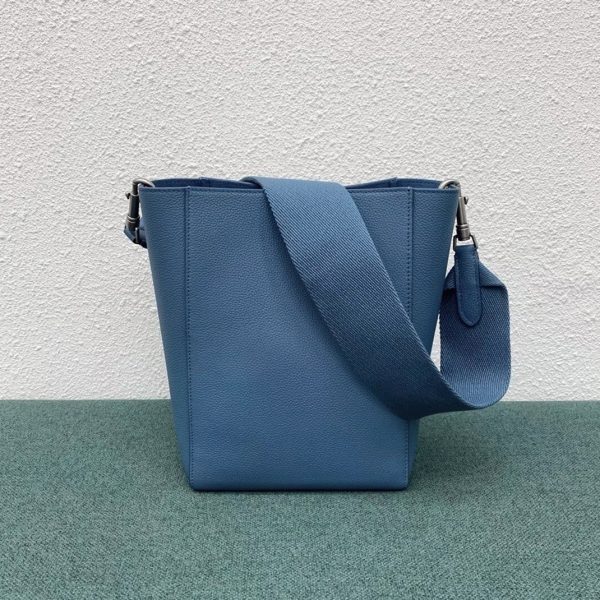 Contrefaçon Celine Sangle Petit Bucket Sac en bleu ardoise cuir de veau – Image 8