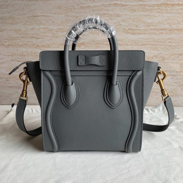 Faux Celine Nano Luggage Fourre-tout Sac en kohl – Image 6