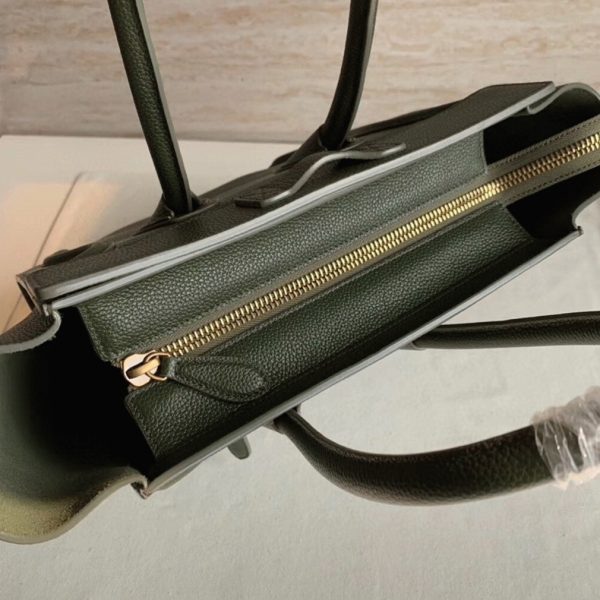 Contrefaçon Celine Micro Luggage Fourre-tout Sac en vert kaki – Image 3