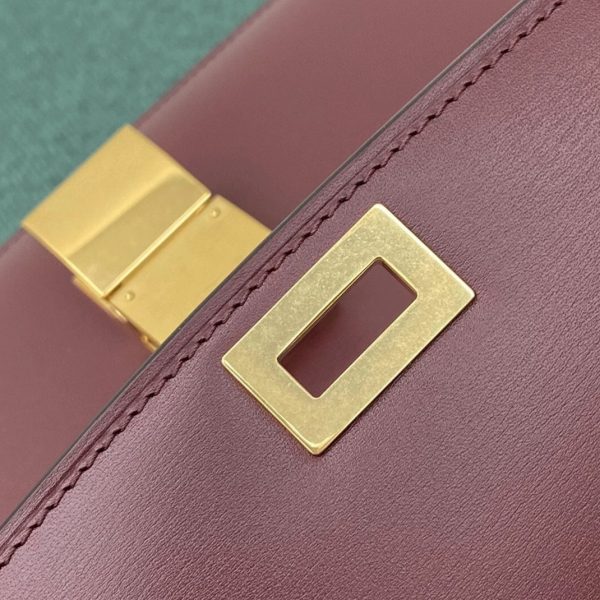 Contrefaçon Celine Classic Box Moyen Sac en bordeaux – Image 5