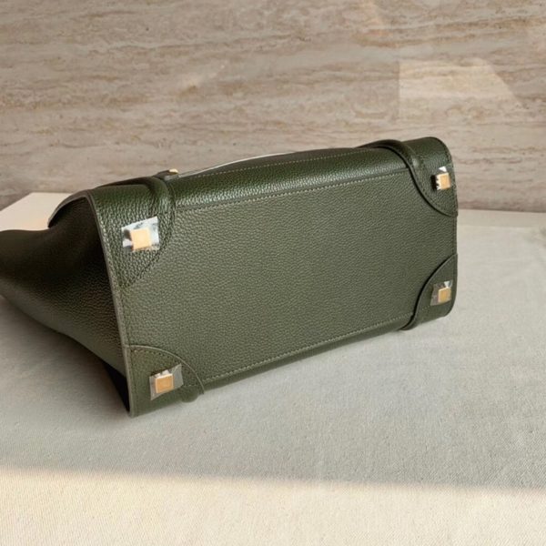 Contrefaçon Celine Micro Luggage Fourre-tout Sac en vert kaki – Image 2