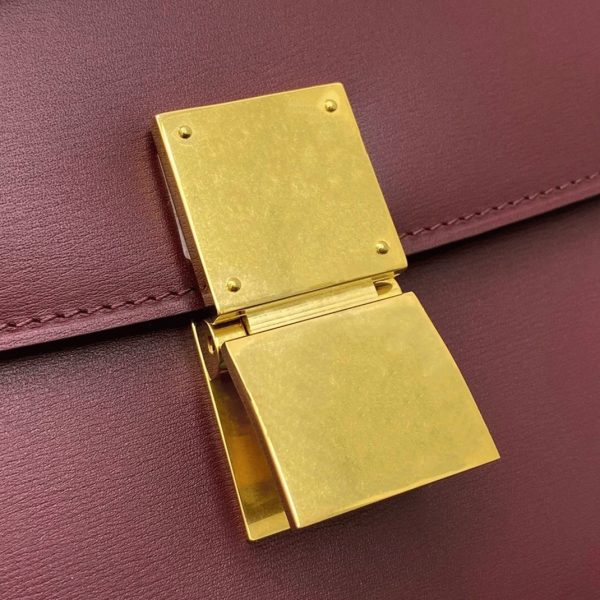 Contrefaçon Celine Classic Box Moyen Sac en bordeaux – Image 2
