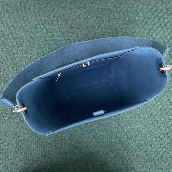 Contrefaçon Celine Sangle Petit Bucket Sac en bleu ardoise cuir de veau – Image 6