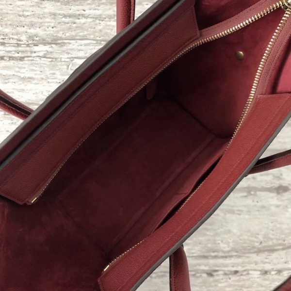 Contrefaçon Celine Micro Luggage Fourre-tout Sac en rouge foncé – Image 8