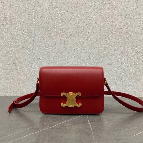 Contrefaçon Celine Triomphe Adolescent Sac en rouge – Image 4