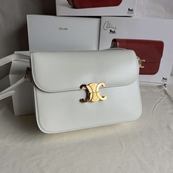 Faux Celine Triomphe Grand Sac en blanc – Image 5