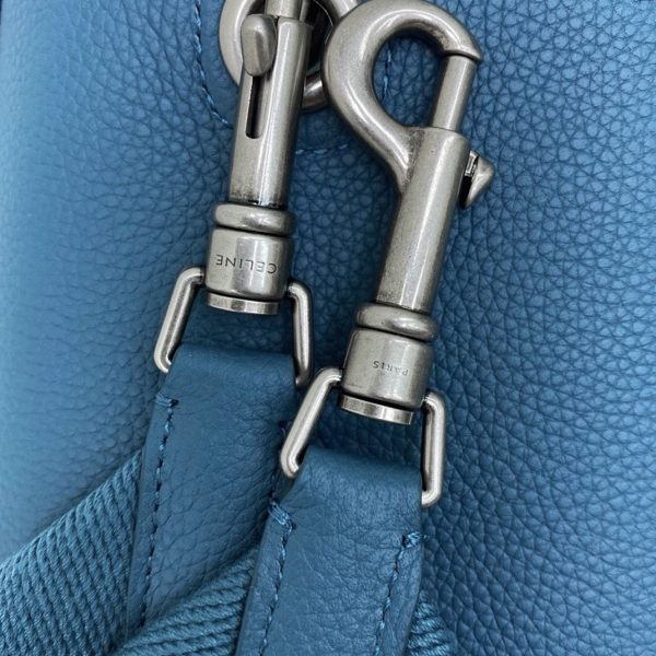 Contrefaçon Celine Sangle Petit Bucket Sac en bleu ardoise cuir de veau – Image 4