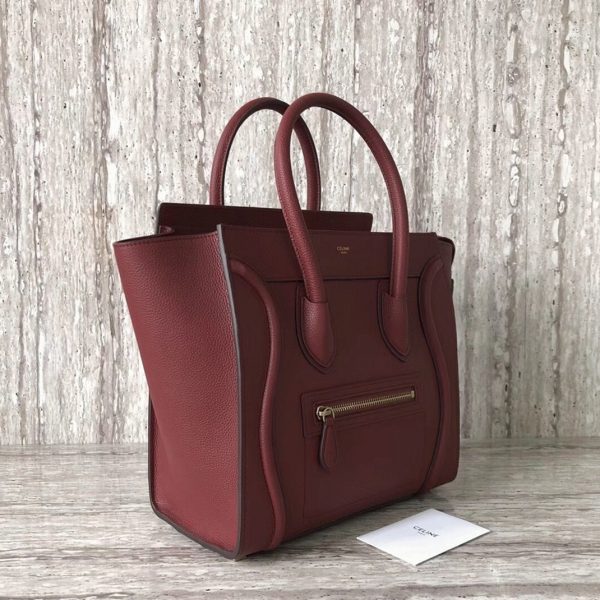 Contrefaçon Celine Micro Luggage Fourre-tout Sac en rouge foncé – Image 6