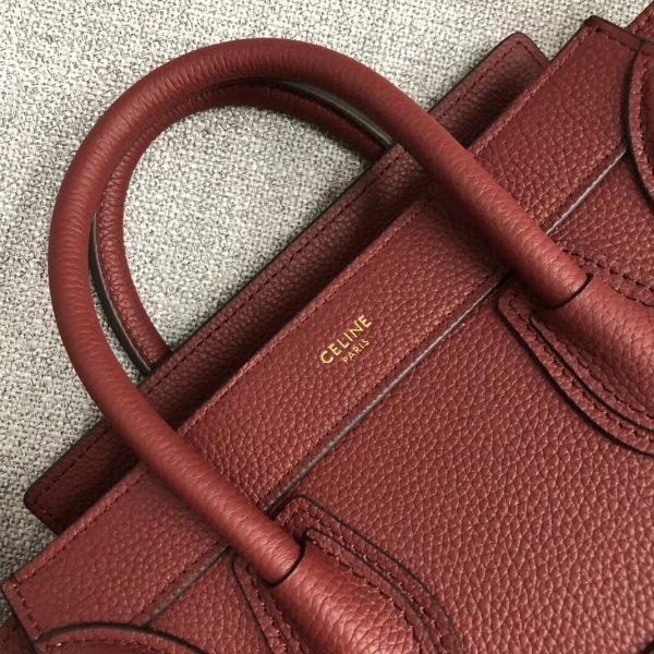 Faux Celine Nano Luggage Fourre-tout Sac en rubis – Image 7