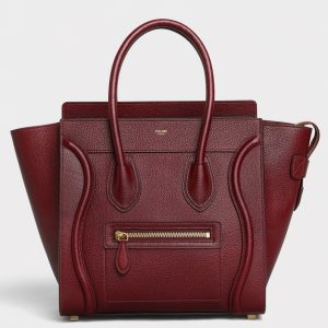 Contrefaçon Celine Micro Luggage Fourre-tout Sac en rouge foncé