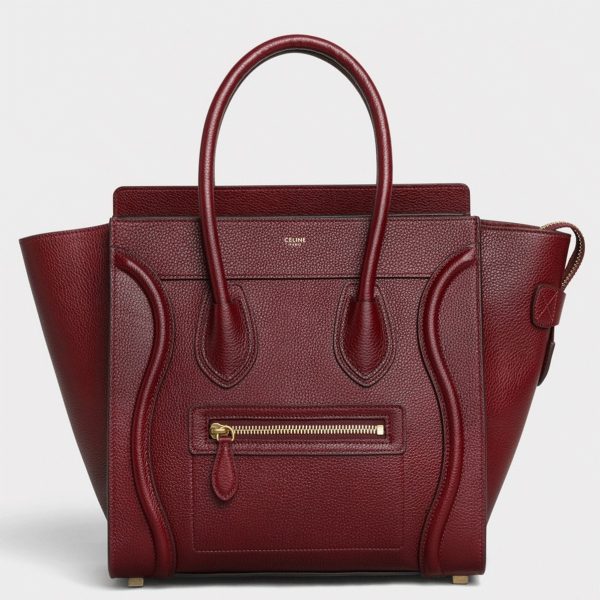 Contrefaçon Celine Micro Luggage Fourre-tout Sac en rouge foncé