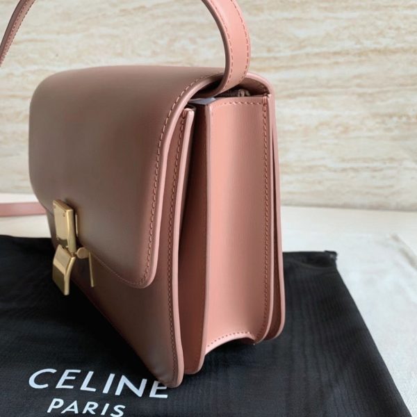 Faux Celine Classic Box Moyen Sac en rose antique – Image 9