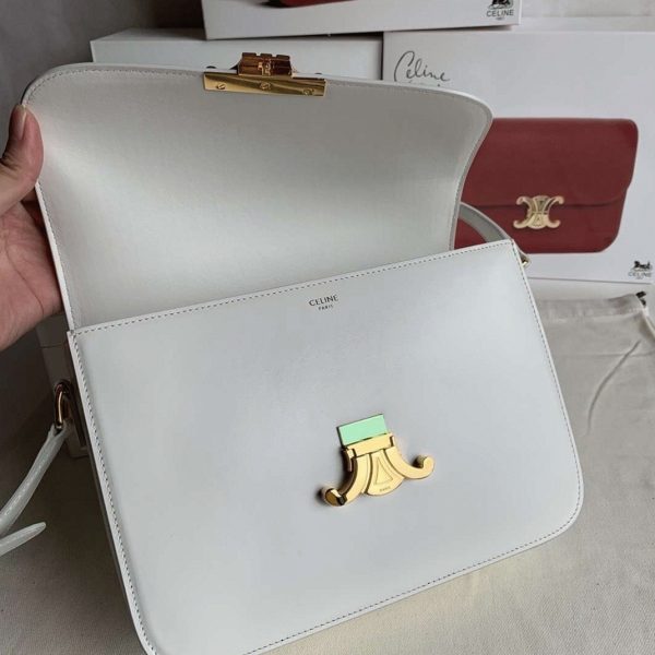 Faux Celine Triomphe Grand Sac en blanc – Image 2