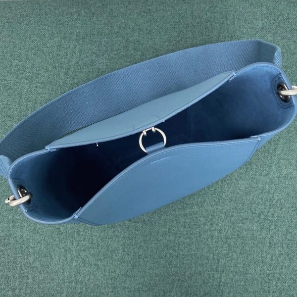 Contrefaçon Celine Sangle Petit Bucket Sac en bleu ardoise cuir de veau – Image 10