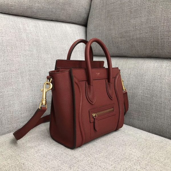 Faux Celine Nano Luggage Fourre-tout Sac en rubis – Image 6