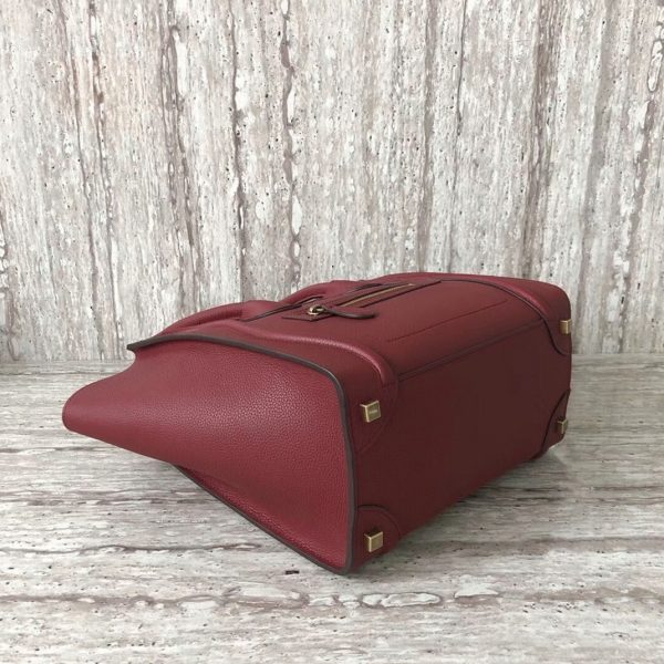 Contrefaçon Celine Micro Luggage Fourre-tout Sac en rouge foncé – Image 4