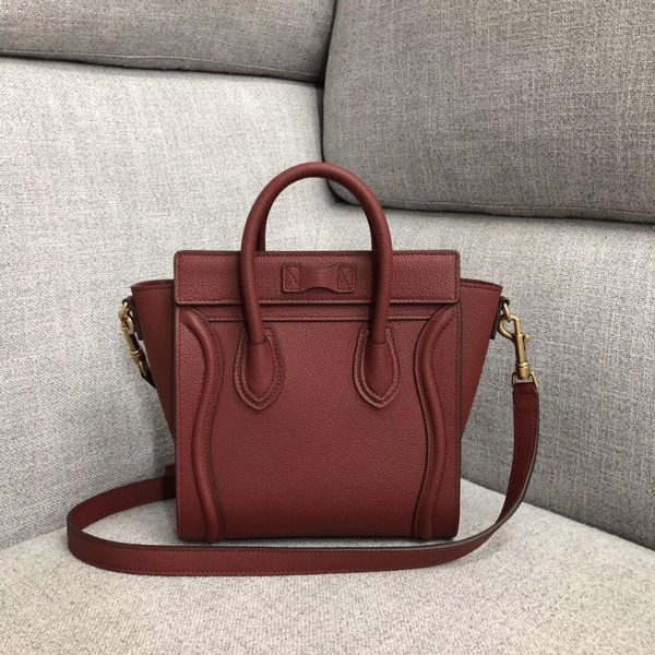 Faux Celine Nano Luggage Fourre-tout Sac en rubis – Image 5