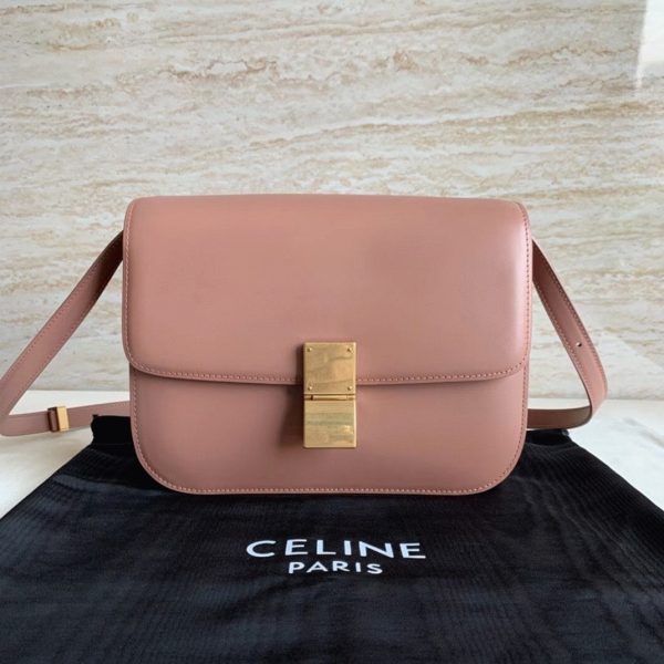 Faux Celine Classic Box Moyen Sac en rose antique – Image 7