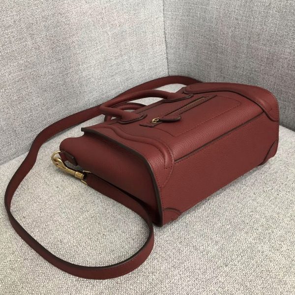 Faux Celine Nano Luggage Fourre-tout Sac en rubis – Image 4